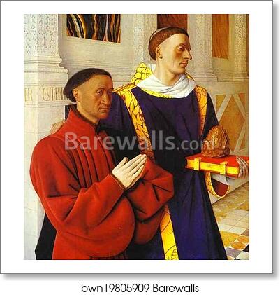 Diptych de Moulin. Etienne Chavalier Presented by St. Stephen. Right panel by Jean Fouquet, Art Print Diptych de Moulin. Etienne Chavalier Presented by St. Stephen. Right panel by Jean Fouquet, Art Print