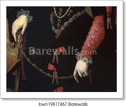 Portrait of Queen Isabel de Valois. Detail by Sofonisba Anguissola, Art Print