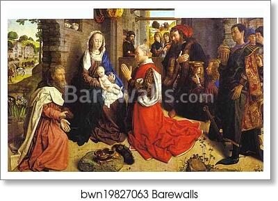 Adoration of the Magi (central panel of the Monforte Altar; from the Monforte de Lemos cloister, Spain) by Hugo Van Der Goes, Art Print Adoration of the Magi (central panel of the Monforte Altar; from the Monforte de Lemos cloister, Spain) by Hugo Van Der Goes, Art Print