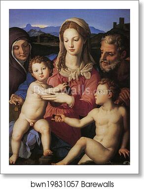 The Madonna and Child with St.Elisabeth and the Infant St. John the Baptist by Agnolo Bronzino, Art Print