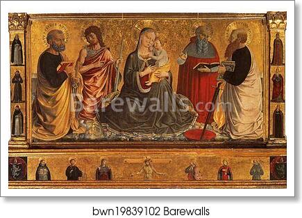 Madonna and Child with Saints John the Baptist, Peter, Jerome and Paul by Benozzo Gozzoli, Art Print