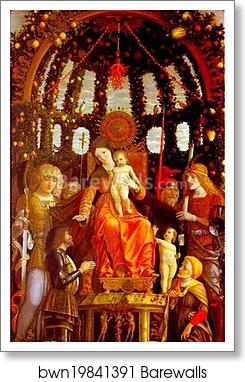 Virgin and Child Surrounded by Six Saints and Gianfrancesco II Gonzaga, known as the Madonna of Victory by Andrea Mantegna, Art Print