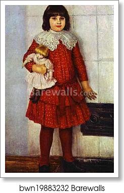Portrait of the Artist's Daughter, Olya by Vasily Surikov, Art Print