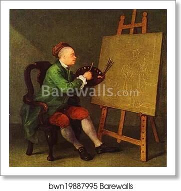 Hogarth Painting the Comic Muse by William Hogarth, Art Print
