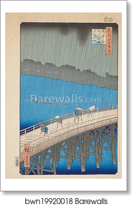 Downpour at Ohashi Bridge, Atake, from the series "One Hundred Famous Views of Edo" by Utagawa Hiroshige, Art Print Downpour at Ohashi Bridge, Atake, from the series "One Hundred Famous Views of Edo" by Utagawa Hiroshige, Art Print