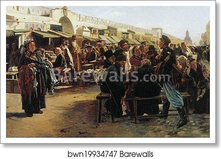 Midday. Study for the painting "Flea market in Moscow" by Vladimir Makovsky, Art Print
