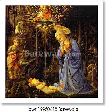 The Adoration, with the Infant Baptist and St. Bernard by Fra Filippo Lippi, Art Print