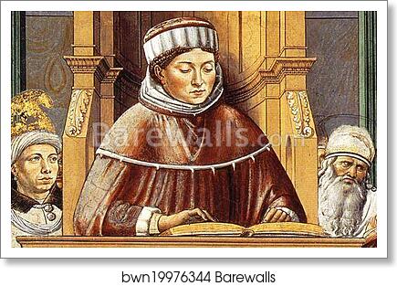 St. Augustine Teaching in Rome. Detail by Benozzo Gozzoli, Art Print