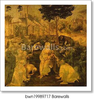 Adoration of the Magi by Leonardo Da Vinci, Art Print