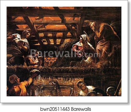 Adoration of the Shepherds. Detail by Jacopo Robusti, Called Tintoretto, Art Print