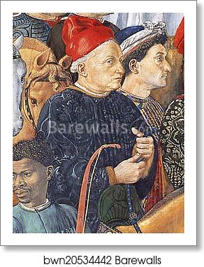 Procession of the Magus Balthazar. Detail by Benozzo Gozzoli, Art Print