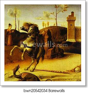 Pesaro Altarpiece. Predella: St. George Fights the Dragon by Giovanni Bellini, Art Print Pesaro Altarpiece. Predella: St. George Fights the Dragon by Giovanni Bellini, Art Print