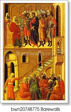 Maestà (back, central panel) Jesus Before Annas. St. Peter First Denying Jesus by Duccio Di Buoninsegna, Art Print