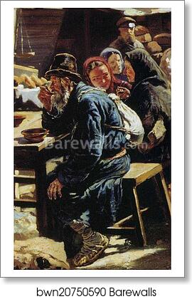Lunch. Study for the painting "Flea market in Moscow". Detail by Vladimir Makovsky, Art Print Lunch. Study for the painting "Flea market in Moscow". Detail by Vladimir Makovsky, Art Print
