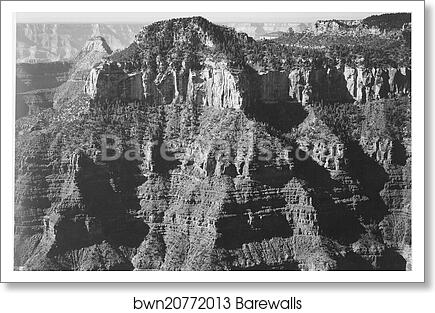 Close-in view taken from opposite of cliff formation, high horizon, "Grand Canyon National Park," Arizona.  Photographs of National Parks and Monuments, compiled 1941 - 1942, documenting the period ca. 1933 - 1942 by Ansel Adams (1902-1984), Art Print