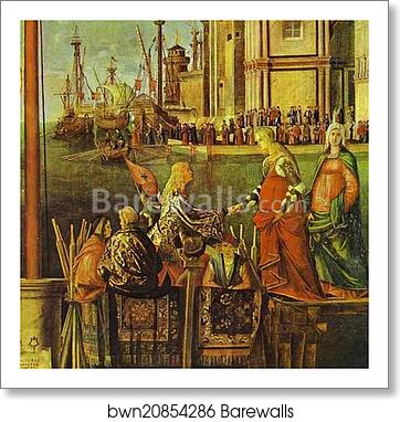 The Legend of St. Ursula: The Meeting of the Betrothed and the Departure for the Pilgrimage. Detail by Vittore Carpaccio, Art Print
