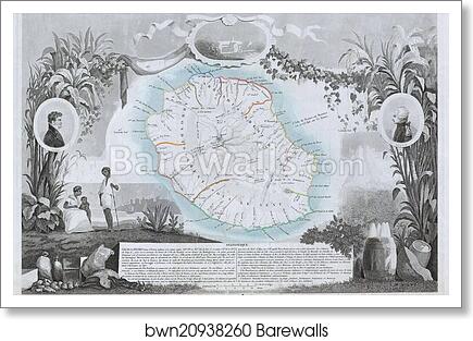 Ile de La Reunion Colonie Francaise (ocean indien) by Victor Jules Levasseur, Art Print