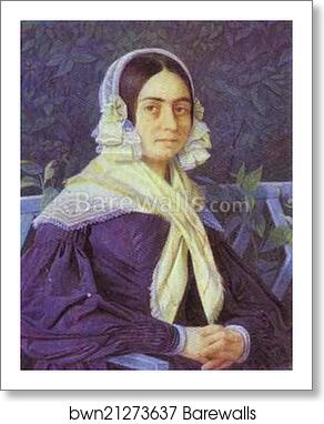 Portrait of an Unknown Woman in a Violet Dress by Evgraf Krendovsky, Art Print