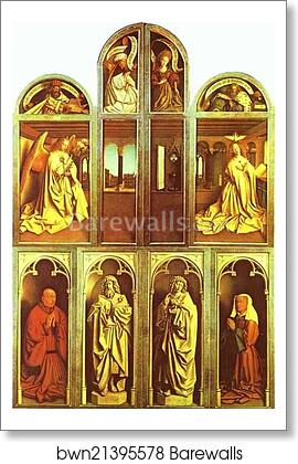 The Ghent Altarpiece with altar wings closed by Jan Van Eyck, Art Print The Ghent Altarpiece with altar wings closed by Jan Van Eyck, Art Print