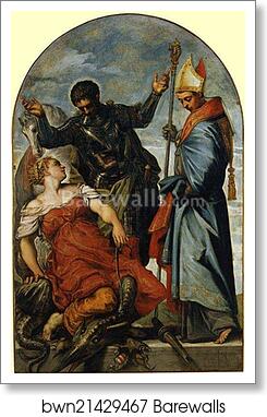 Saint George, Saint Louis, and the Princess by Jacopo Robusti, Called Tintoretto, Art Print