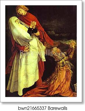 The Crucifixion. Detail. Virgin Mary, St. John Evangelist and St. Mary Magdalene by Matthias Grünewald, Art Print The Crucifixion. Detail. Virgin Mary, St. John Evangelist and St. Mary Magdalene by Matthias Grünewald, Art Print