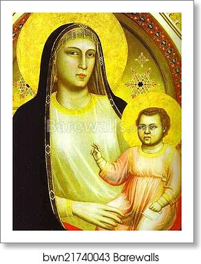 Madonna and Child Enthroned with Saints (Ognissanti Madonna). Detail by Giotto, Art Print Madonna and Child Enthroned with Saints (Ognissanti Madonna). Detail by Giotto, Art Print