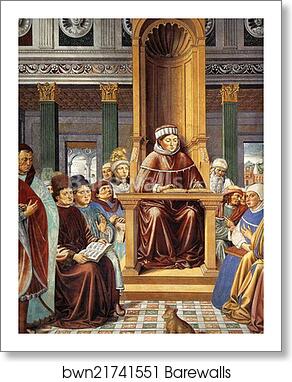 St. Augustine Teaching in Rome. Detail by Benozzo Gozzoli, Art Print