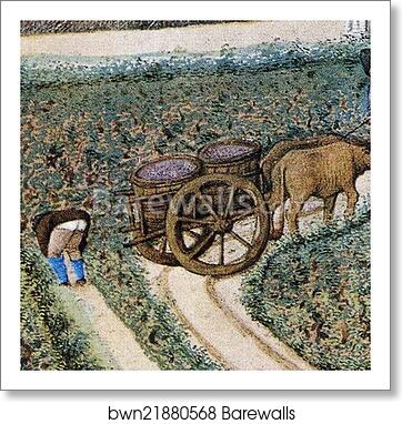 Les trÄ�s riches heures du Duc de Berry. September. Château de Saumur. Detail by Limbourg Brothers, Art Print