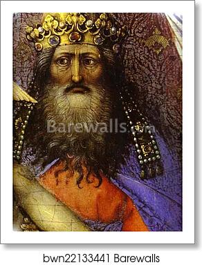 Mourning Trinity (Throne of God). Detail by Robert Campin (Master Of Flemalle), Art Print