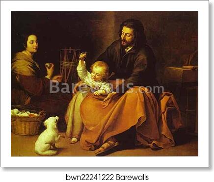The Holy Family with a Little Bird by Bartolomé Esteban Murillo, Art Print