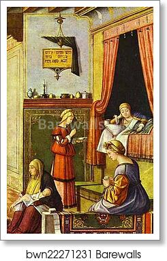 Birth of the Virgin. Detail by Vittore Carpaccio, Art Print