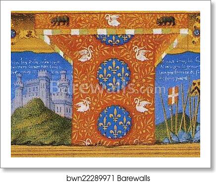 Les trÄ�s riches heures du Duc de Berry. January. A New Year's Day Feast including Jean de Berry. Detail by Limbourg Brothers, Art Print
