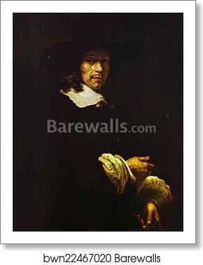 Portrait of a Gentleman with a Tall Hat and Gloves by Rembrandt Harmenszoon Van Rijn, Art Print Portrait of a Gentleman with a Tall Hat and Gloves by Rembrandt Harmenszoon Van Rijn, Art Print