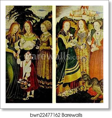 St Catherine Altarpiece (Left and right wings) by Lucas Cranach The Elder, Art Print