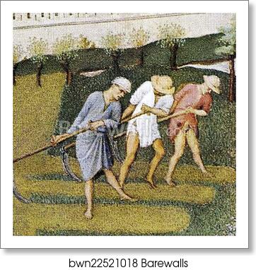 Les trÄ�s riches heures du Duc de Berry. June. Palais de la Cite and Sainte-Chapelle in Paris. Detail by Limbourg Brothers, Art Print