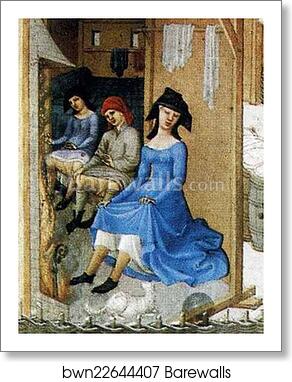 Les trÄ�s riches heures du Duc de Berry. February. Detail by Limbourg Brothers, Art Print