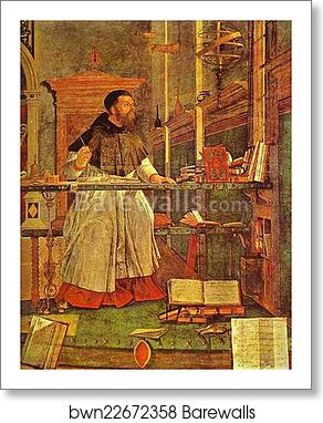 Life of St. Jerome: Vision of St. Augustine. Detail by Vittore Carpaccio, Art Print Life of St. Jerome: Vision of St. Augustine. Detail by Vittore Carpaccio, Art Print