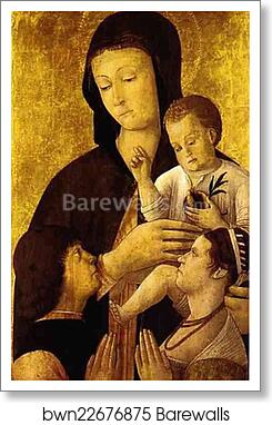 Madonna and Child with Donors by Gentile Bellini, Art Print