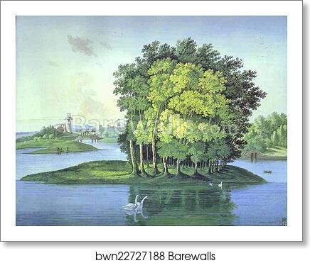 View on the Large Pond Island in the Tsarskoselsky Gardens by Semion Shchedrin, Art Print