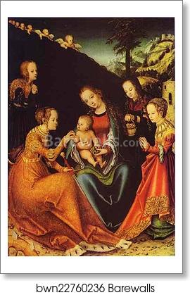 The Betrothal of St. Catherine of Alexandria by Lucas Cranach The Elder, Art Print The Betrothal of St. Catherine of Alexandria by Lucas Cranach The Elder, Art Print