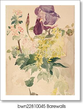 Flower Piece with Iris, Laburnum, and Geranium, 1880 by Édouard Manet, Art Print