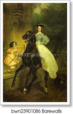 Rider. Portrait of Giovanina and Amacilia Pacini, the Foster Children of Countess Yu. P. Samoilova by Karl Brulloff, Art Print Rider. Portrait of Giovanina and Amacilia Pacini, the Foster Children of Countess Yu. P. Samoilova by Karl Brulloff, Art Print