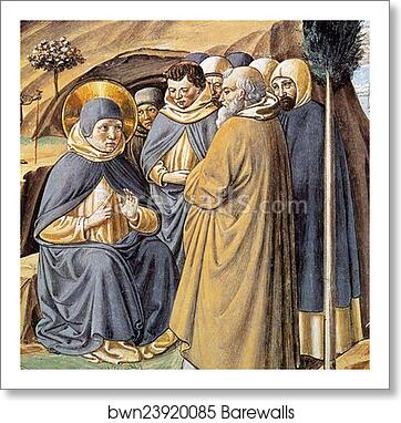 Visit to the Monks of Mount Pisano. Detail by Benozzo Gozzoli, Art Print