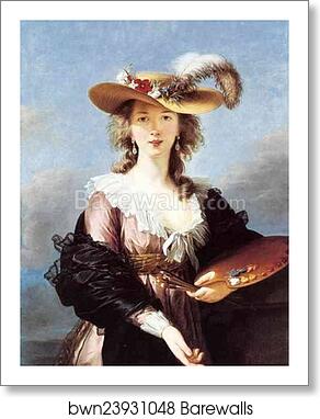 Self-Portrait in a Straw Hat by Louise-Elisabeth Vigée-Lebrun, Art Print