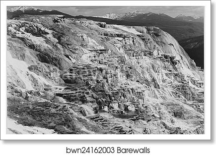 Jupiter Terrace, Fountain Geyser Pool, Yellowstone National Park, Wyoming.  Photographs of National Parks and Monuments, compiled 1941 - 1942, documenting the period ca. 1933 - 1942 by Ansel Adams (1902-1984), Art Print