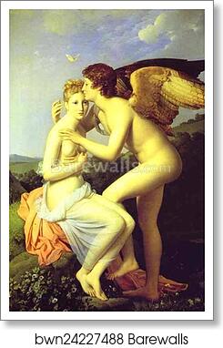Amor and Psyche, also known as Psyche Receiveing Her First Kiss of Love by Baron François-Pascal-Simon Gérard, Art Print