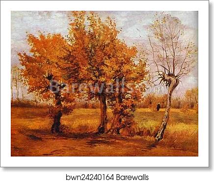 Autumn Landscape with Four Trees by Vincent Van Gogh, Art Print