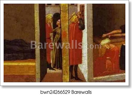 St. Julian Slaying His Parents. St. Nicholas Saving Three Sisters From Prostitution. Predella from the Pisa Altar by Masaccio, Art Print St. Julian Slaying His Parents. St. Nicholas Saving Three Sisters From Prostitution. Predella from the Pisa Altar by Masaccio, Art Print