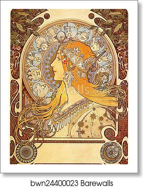 Zodiac by Alphonse Mucha, Art Print