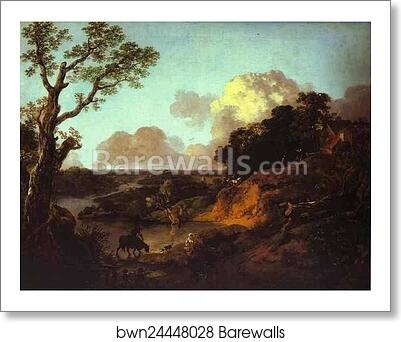 River Landscape with Rustic Lovers by Thomas Gainsborough, Art Print River Landscape with Rustic Lovers by Thomas Gainsborough, Art Print